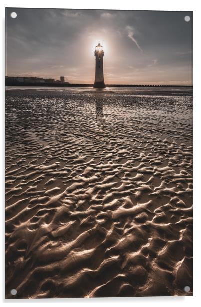 Perch Rock Lighthouse at Sunset Acrylic by Mali Davies