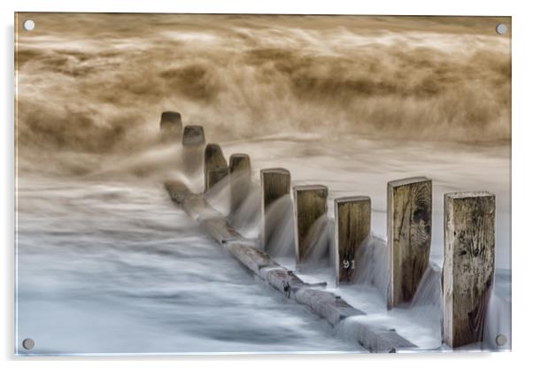 Dramatic Sea at Worthing Beach Acrylic by James Daniel