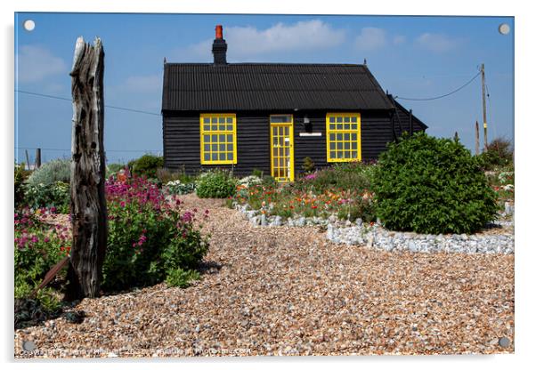 Prospect cottage in Dungeness Kent Acrylic by Jenny Hibbert