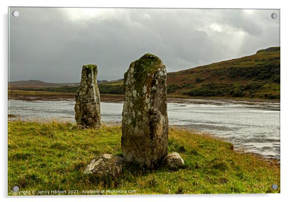 Kensaleyre Standing stones, Isle of Skye Acrylic by Jenny Hibbert