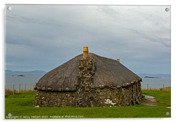 Crofters cottage in Kilmuir Museum of Island life, on the Isle of Skye Acrylic by Jenny Hibbert