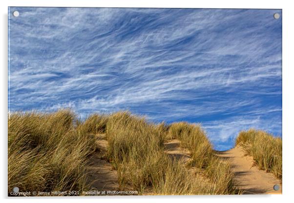 Ynyslas sand dunes Dyfi National Nature reserve Acrylic by Jenny Hibbert