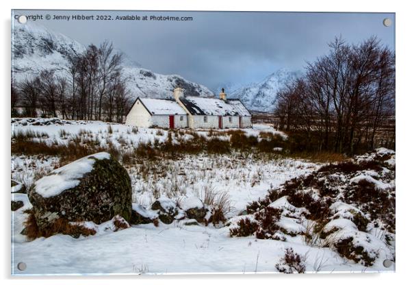 Scenic view of Black Rock Cottage Glencoe Acrylic by Jenny Hibbert