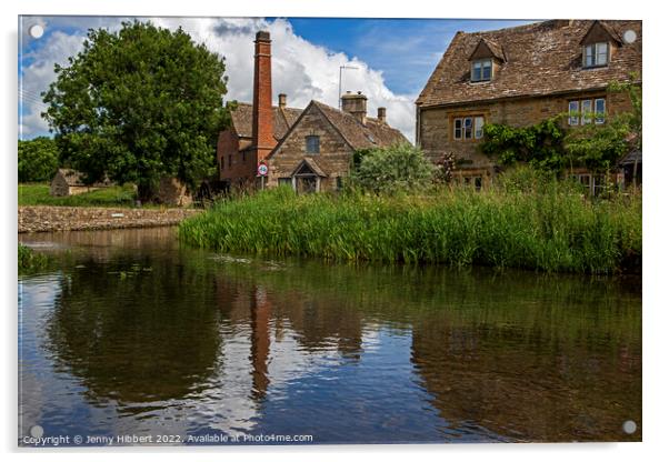 Reflection of Watermill Lower Slaughter Cotswolds Acrylic by Jenny Hibbert