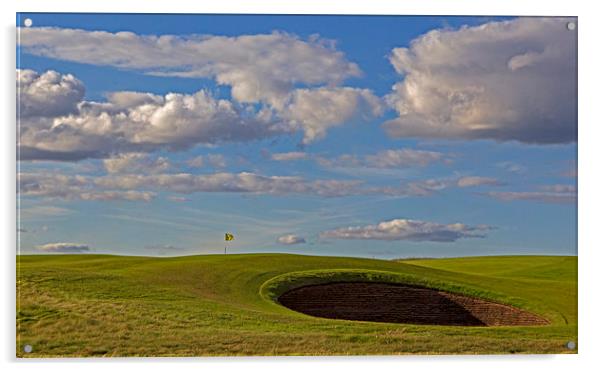 Golf bunker Porthcawl Acrylic by Jenny Hibbert