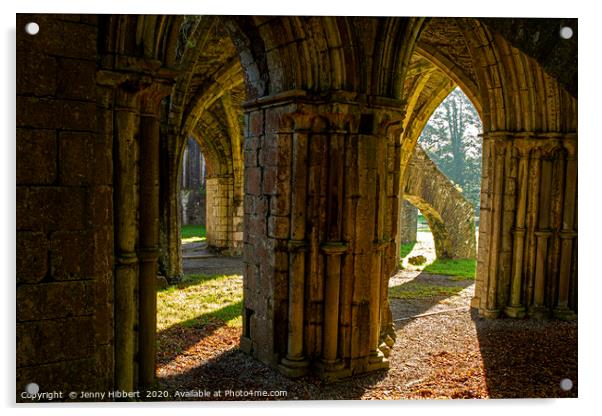 Margam Country Park ruined arches Acrylic by Jenny Hibbert