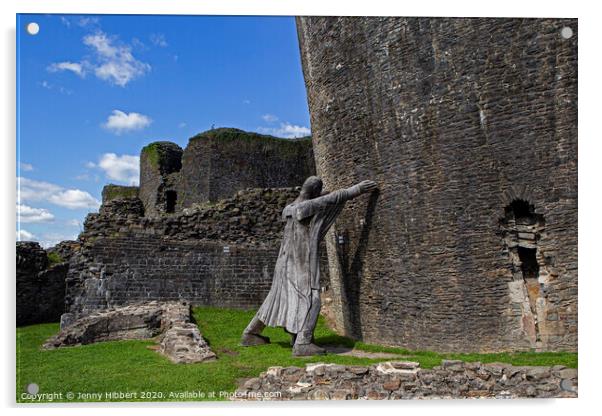 Caerphilly Castle Acrylic by Jenny Hibbert
