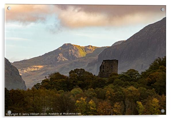 Dolbardarn castle Llanberis North Wales Acrylic by Jenny Hibbert
