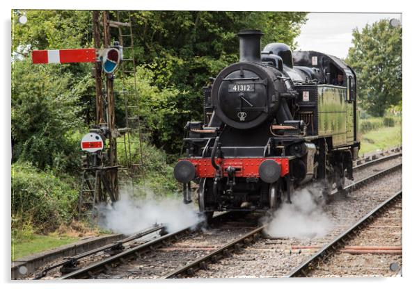Steam train locomotive travelling Acrylic by Brigitte Whiteing