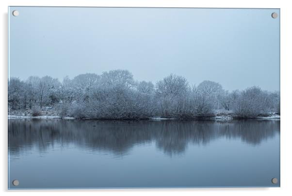 Elton Reservoir In The Winter Acrylic by Owen Seymour
