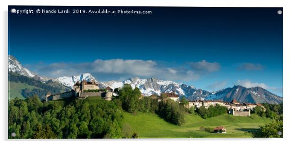 Gruyeres Castle Panorama Acrylic by DiFigiano Photography