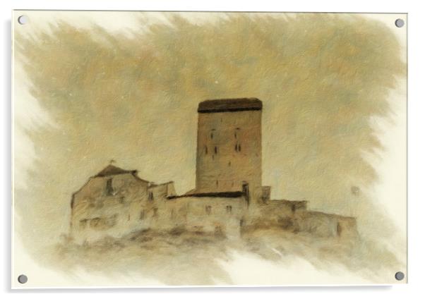 Sargans Castle Digital Oil Painting Acrylic by DiFigiano Photography