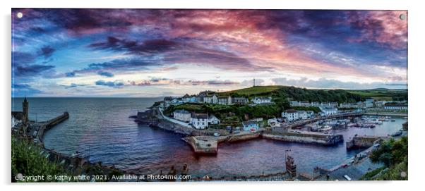  Porthleven Cornwall sunset Acrylic by kathy white