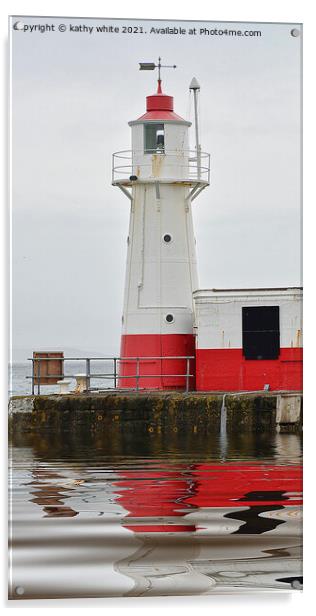 Newlyn Lighthouse Acrylic by kathy white