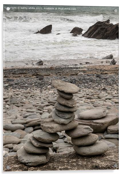 zen balanced stones,Stone Stack Acrylic by kathy white