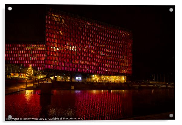 Reykjavik Iceland ,Harpa Concert Hall Acrylic by kathy white
