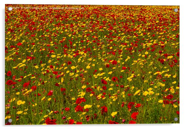 Just red and yellow, poppies and marigolds Acrylic by kathy white
