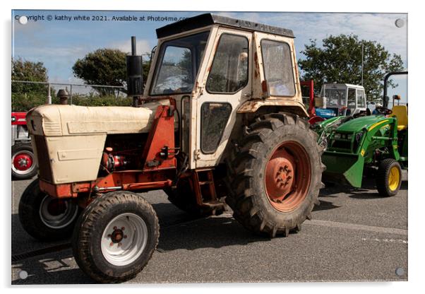 Nostalgic Farming Days,david brown tractor Acrylic by kathy white