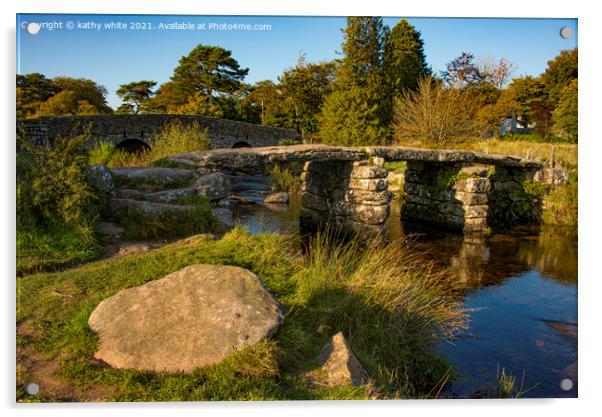 Post Bridge Dartmoor  Acrylic by kathy white