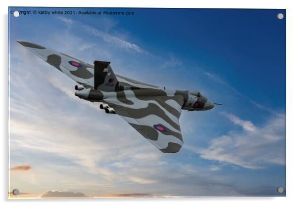 vulcan avro soaring at sunset Acrylic by kathy white