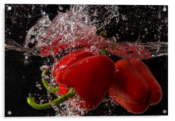 pepper splashing about Acrylic by kathy white