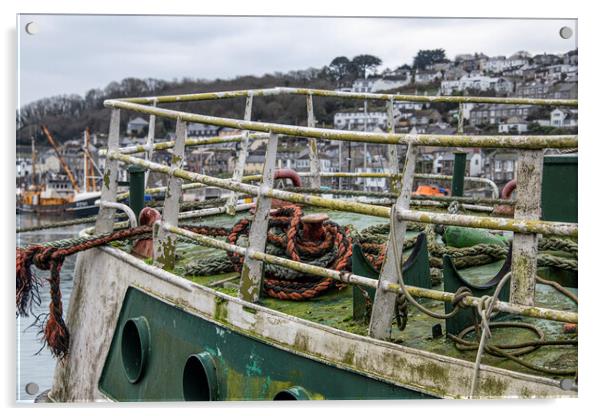 old fishing boat,Newlyn harbour Cornwall Acrylic by kathy white