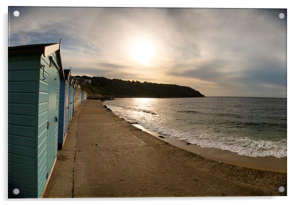 falmouth,beach huts Falmouth Cornwall Acrylic by kathy white