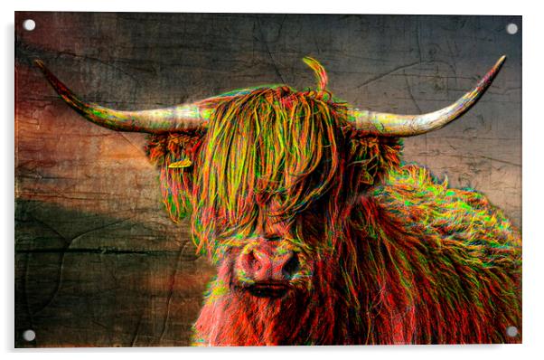 The Highland cow, in Cornwall, painted red Acrylic by kathy white