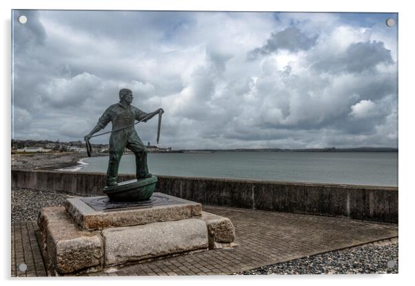 Newlyn fisherman statue  Acrylic by kathy white