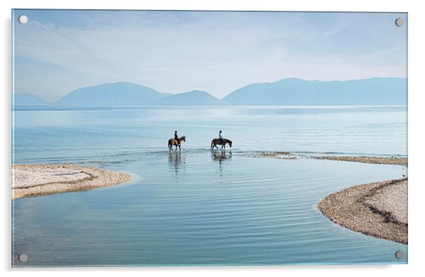 Horse riding in Kefalonia,Sami Acrylic by kathy white