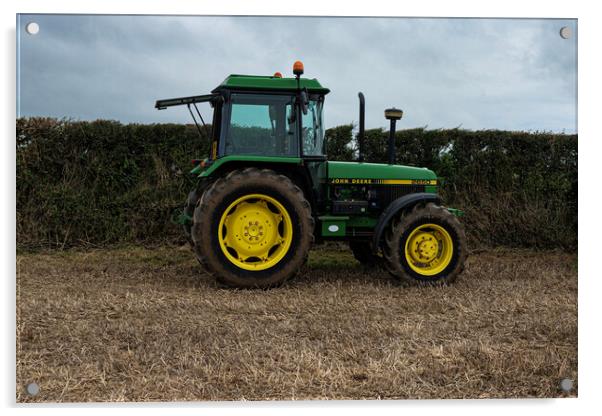 John Deere tractor Acrylic by kathy white