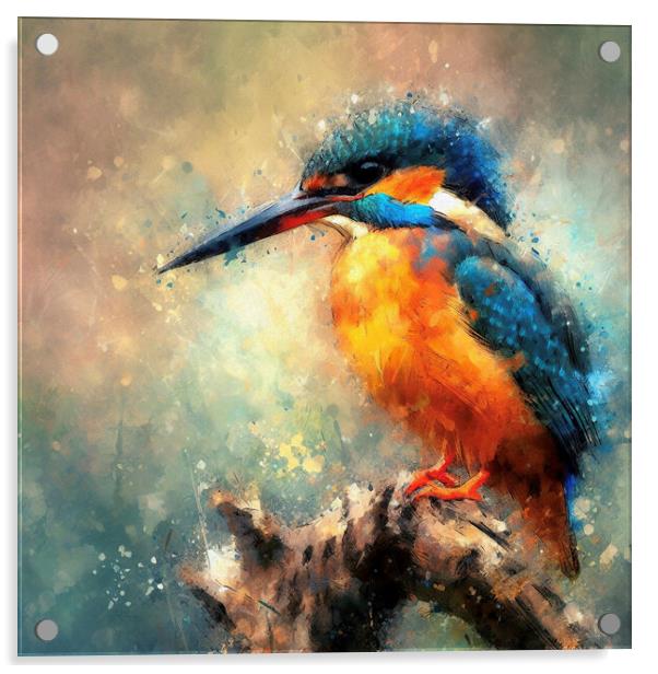 kingfisher,watercolour Acrylic by kathy white