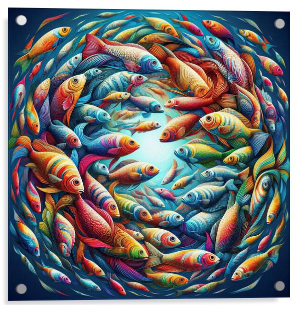rainbow fish, Digital art Acrylic by kathy white