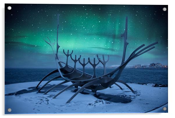 Sun Voyager, Reykjavik Iceland Acrylic by kathy white