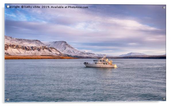 Reykjavik Iceland harbour view Acrylic by kathy white