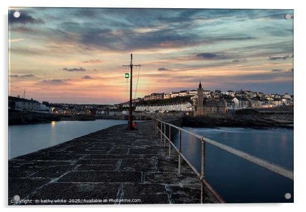 Porthleven Cornwall sunrise  Good morning  Acrylic by kathy white