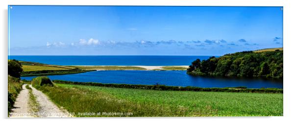 Loe Bar Cornwall,Loe Bar and Loe Pool, Helston, Acrylic by kathy white