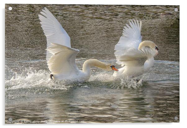 Eternal Love on Swan Lake Acrylic by kathy white