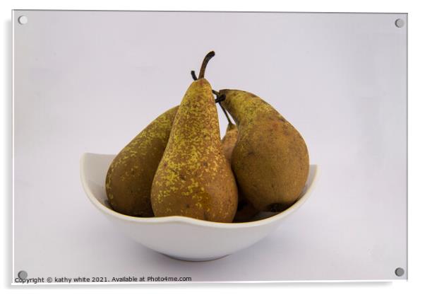 Fresh pears fruit Acrylic by kathy white