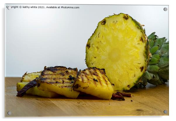 Pineapple kitchen fresh fruit, Acrylic by kathy white