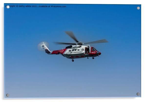 hm coastguard helicopter Acrylic by kathy white