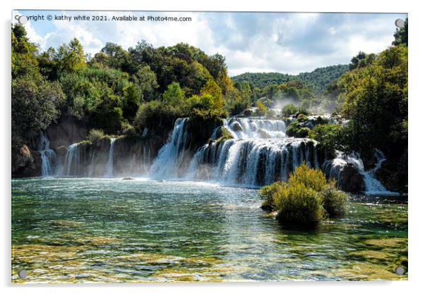 Majestic Skradinski Buk Waterfall Acrylic by kathy white