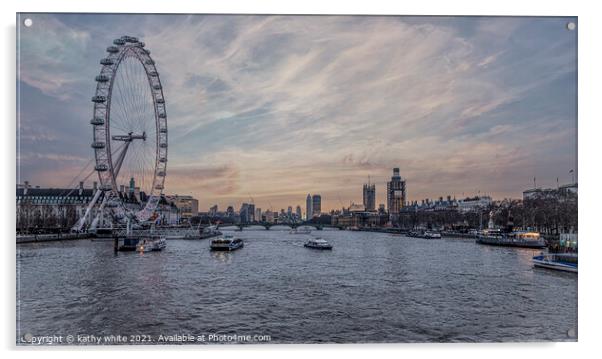 London, Eye sunset Acrylic by kathy white