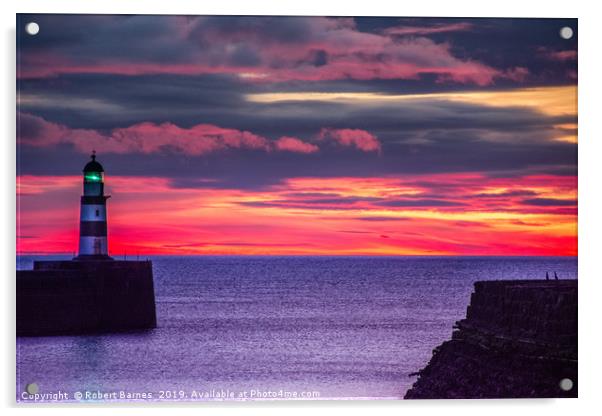 Seaham Lighthouse at Sunrise Acrylic by Lrd Robert Barnes