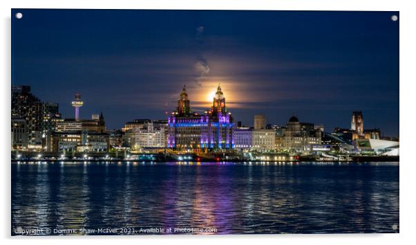 Moonrise over Liverpool Acrylic by Dominic Shaw-McIver