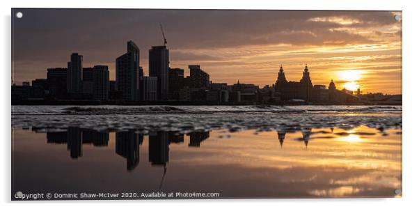 Liverpool Sunrise Reflections Acrylic by Dominic Shaw-McIver
