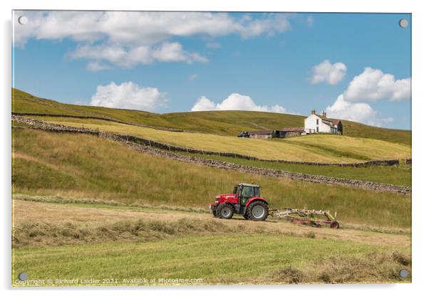 Haymaking at Binks House, Teesdale (1) Acrylic by Richard Laidler