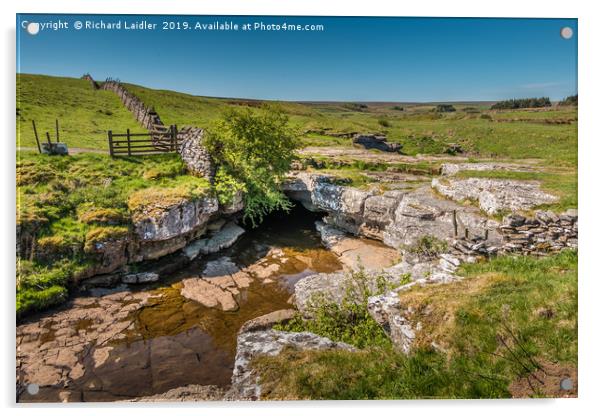 Natural Rock Bridge over the River Greta Acrylic by Richard Laidler