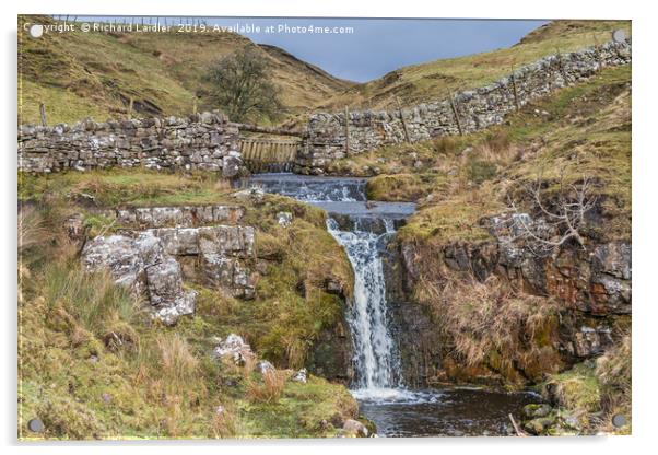 Moorland Stream Waterfall Acrylic by Richard Laidler