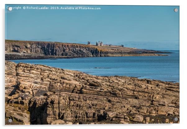 Dunstanburgh Castle and Cullernose Point Acrylic by Richard Laidler
